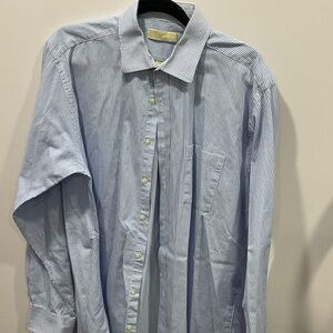 Michael Kors  size 16 1/2 Men's Blue Striped Shirt